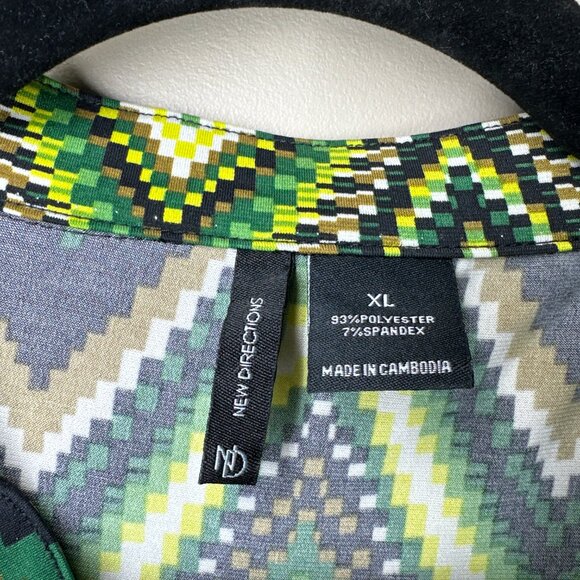 New Direction Blouse Women's Size XL 3/4 Roll Cuff Sleeve Green - Picture 2 of 6